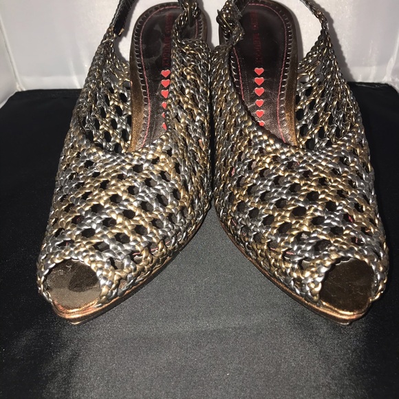 NEW Sesto Meucci Heels Sz 10 M Pumps GOLD & SILVER - Picture 2 of 8